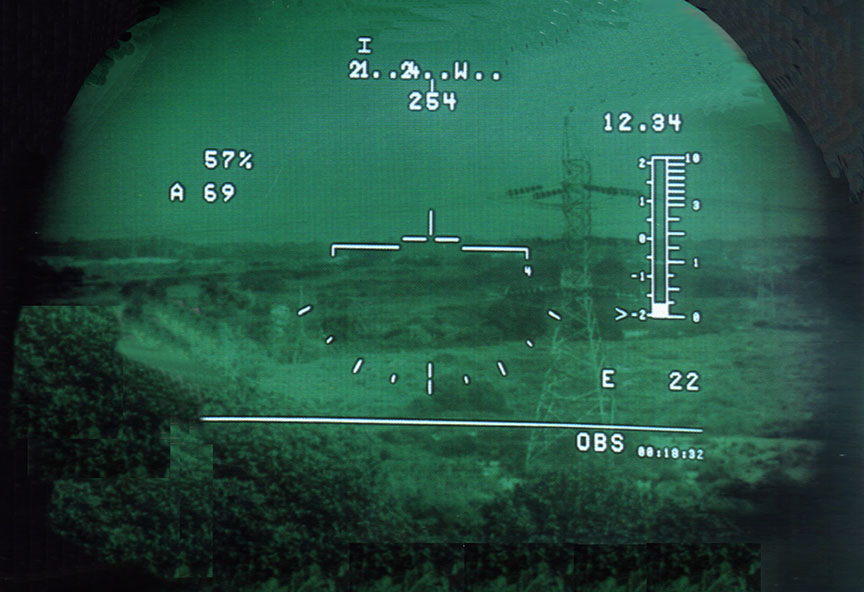 Image of the night-vision goggles (NVG) heads-up display
