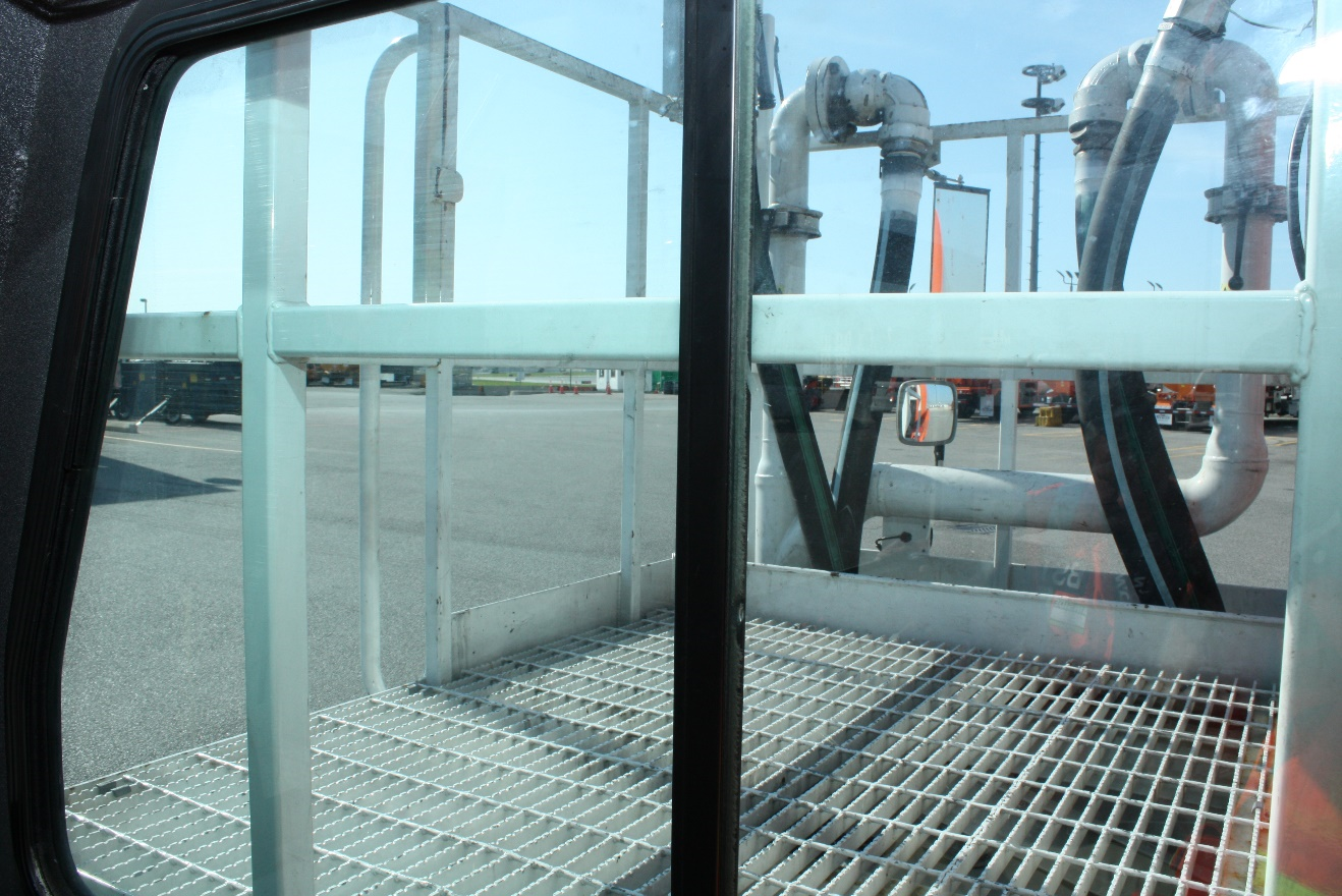 View from inside an identical tanker, looking through the right-hand window with the service platform stowed (Source: TSB)