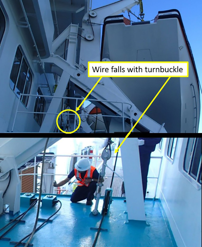 Photographs of the wire falls and turnbuckle (Source: TSB)