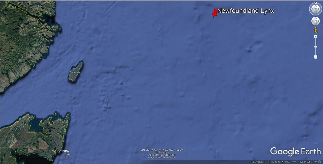 Area of the occurrence (Source: Google Earth, with TSB annotation)