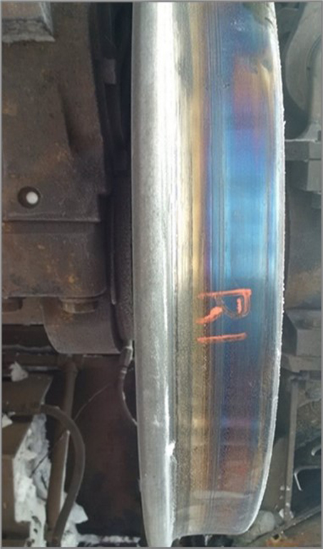 Wheel tread with very heavy blueing (Source: TSB)