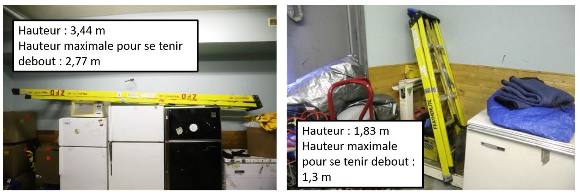 Photos montrant les échelles disponibles à l’aérogare de Fond-du-Lac (Source : BST)