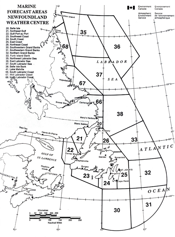  Annexe C - Secteurs de prévisions maritimes - Centre météorologique de Terre-Neuve 