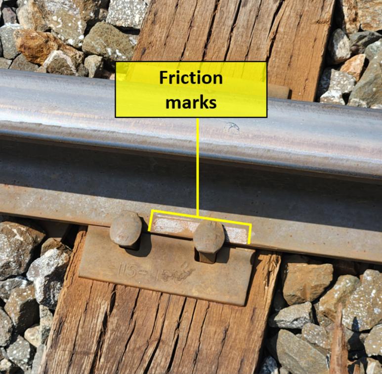 Figure 4. Example of friction marks caused by longitudinal rail movement (Source: BST) 