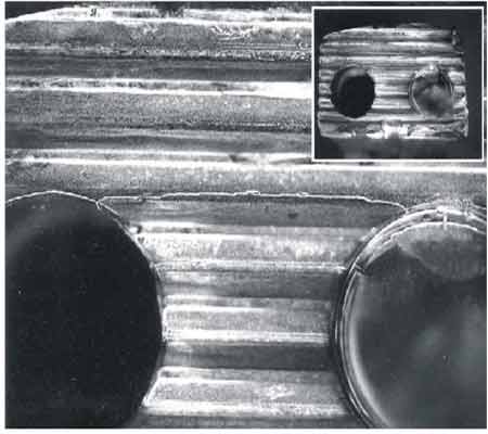 TSB Engineering Laboratory conducted a dye penetration test on the serrated area of the damaged con-rod cap. Cracking is clearly visible.