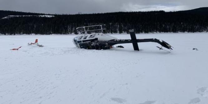 Figure 4. Photo de l’épave prise le jour de l’événement (Source : Canadian Helicopters Limited – Hélicoptères Canadiens Limitée)